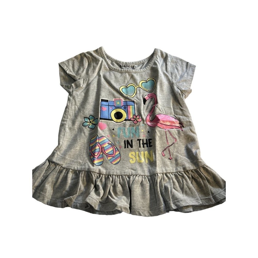 Kidtopia Girls Graphic Top Gray Multicolored Spring/Summer Size 5